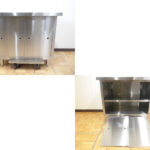 中古厨房 業務用 ステンレス 食器庫 W880×D750×H850mm 脚+30mm 棚1枚 スライド扉 戸棚 食器棚 収納棚 店舗 飲食店 調理場